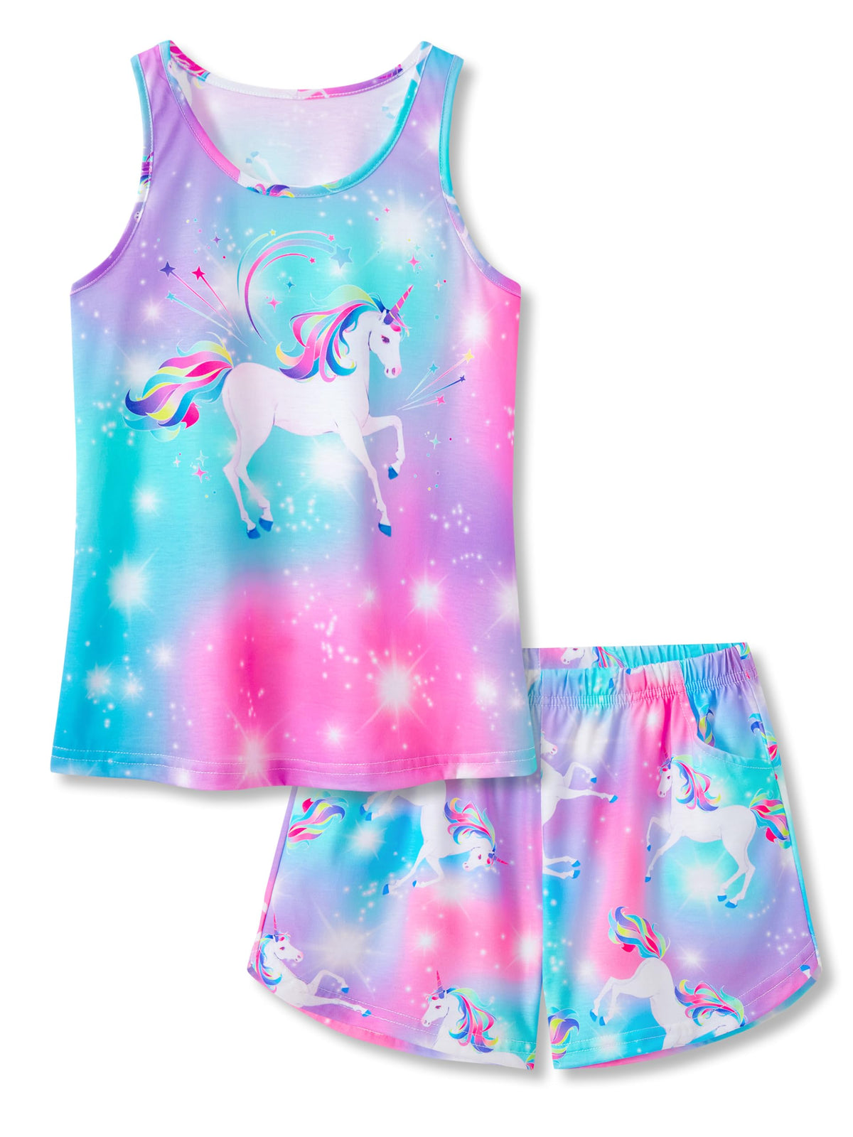 Topgal Little & Big Girls Pajamas Set, Tie-Dye Tank & Shorts, Size 6-18