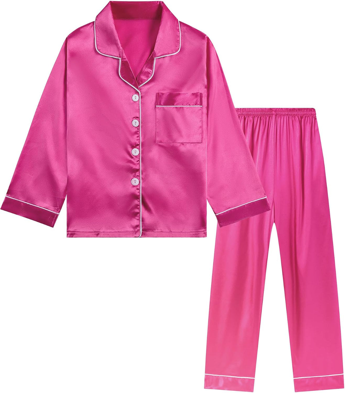 DIPUG Girls Pajamas Pjs Set Satin Long Sleeve Sleepwear for Kids