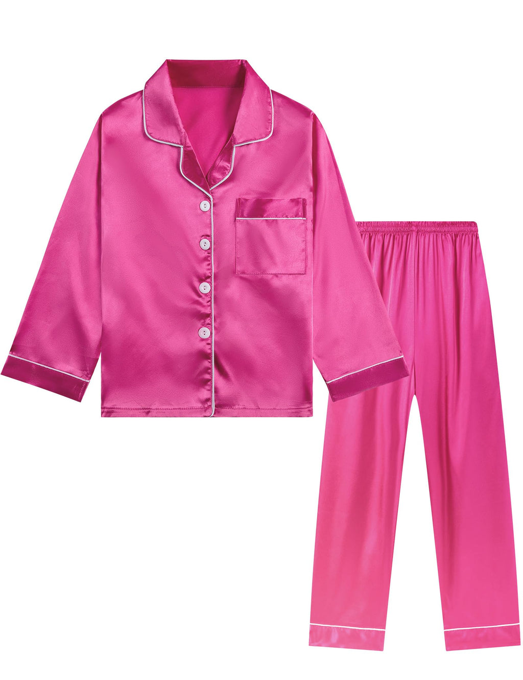 DIPUG Girls Pajamas Pjs Set Satin Long Sleeve Sleepwear for Kids