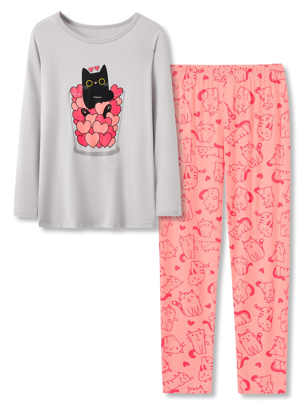 Tebbis Girls Modal Pajamas Cute Print Long Sleeves & Pants Sizes 6-18
