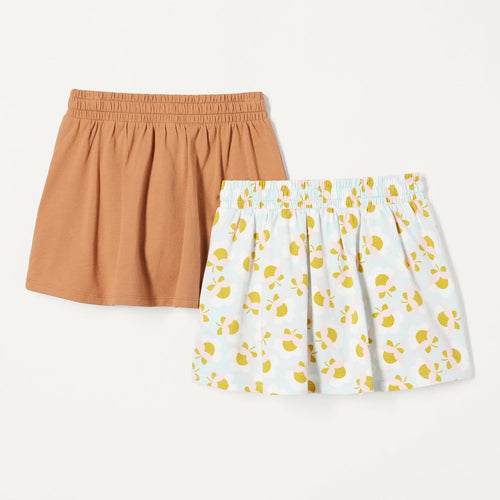 Amazon Essentials Girls' Cotton Stretch Jersey Patch Pocket Skort with Pockets, Pack of 2