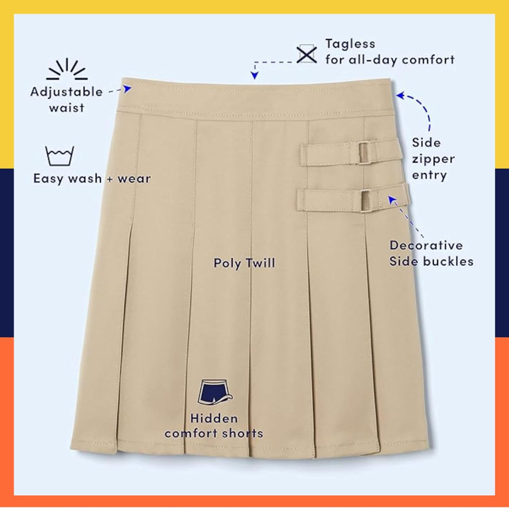 French Toast Girls Adjustable Waist Pleated-Front Two-tab Scooter