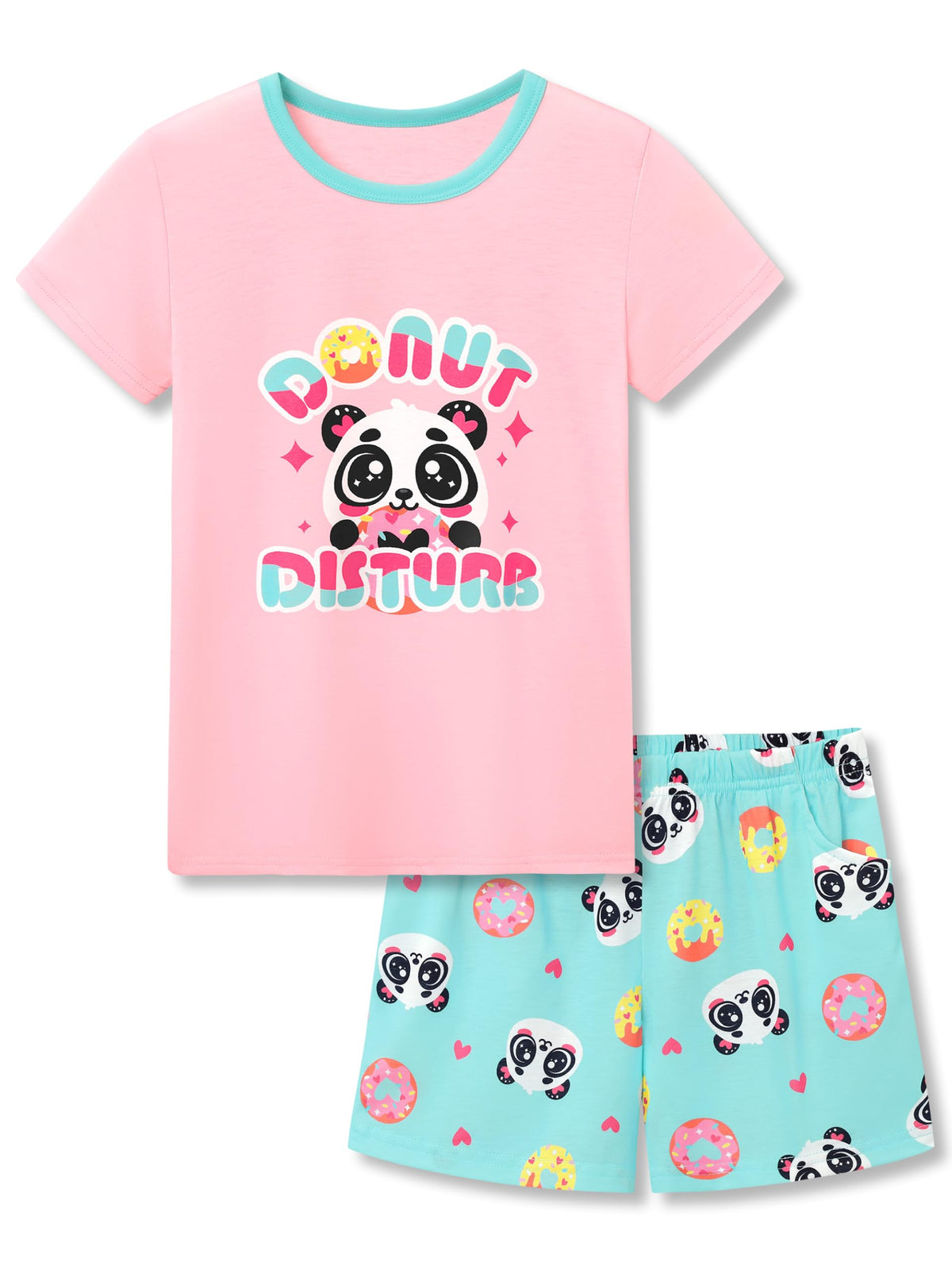 Topgal Girls Summer Pajama Set Cute Prints Short Sleeves Shorts Size 6-18