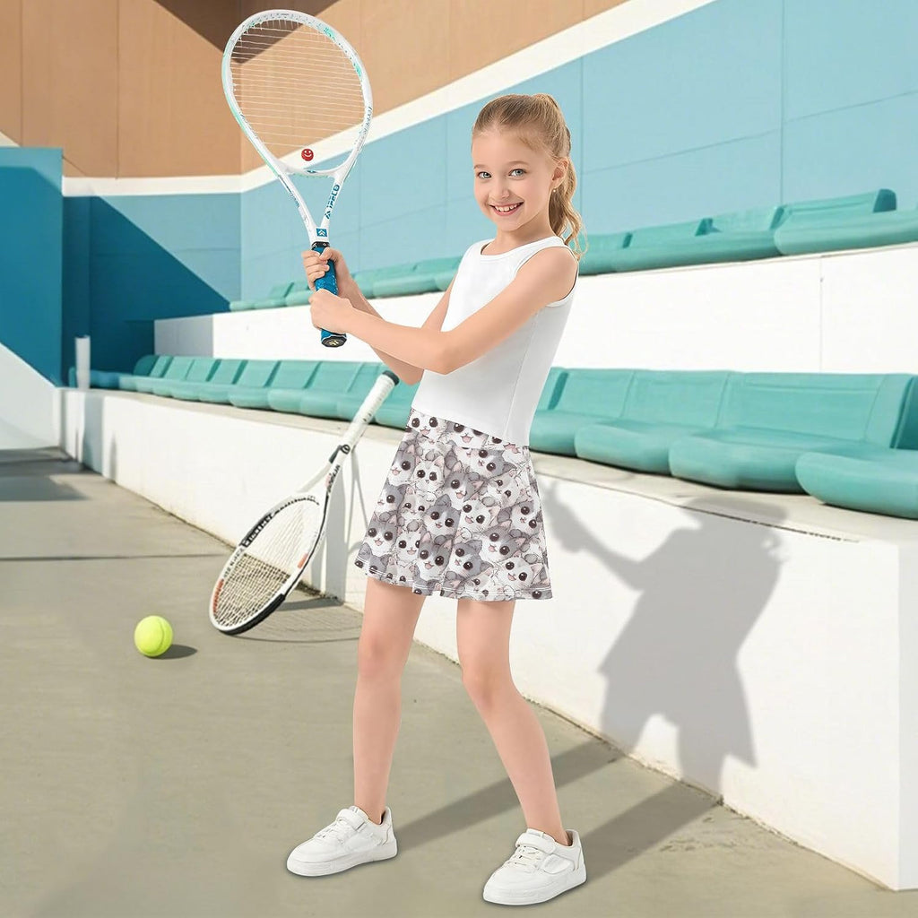 Girls Skirt Athletic Skort with Shorts, 3-12 Years