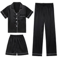 DIPUG Girls Pajamas 3 Pcs Satin PJs Set Silky Soft Sleepwear for Ages 4-13