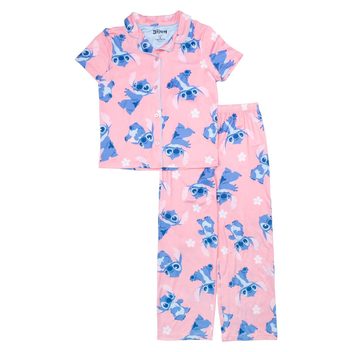 Disney Minnie Mouse Girls' 2-Piece Loose-fit Button Down Matching Pajama Set, Soft & Cute for Kids