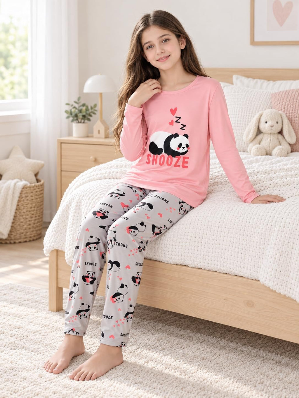 Tebbis Girls Modal Pajamas Cute Print Long Sleeves & Pants Sizes 6-18