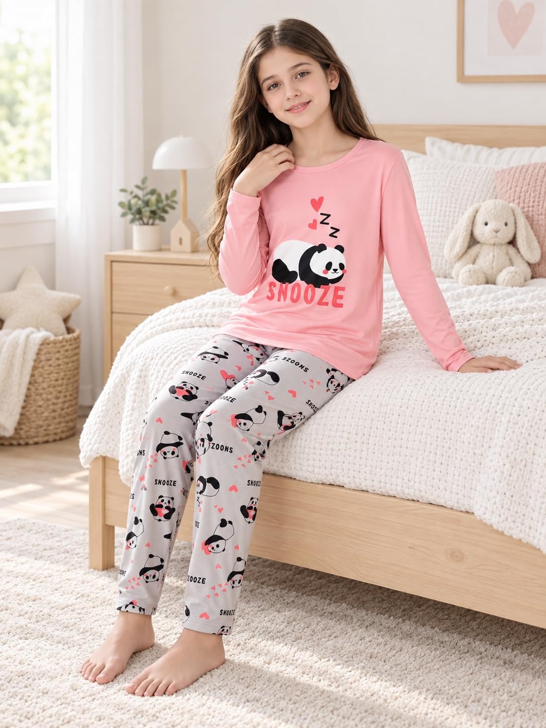 Tebbis Girls Modal Pajamas Cute Print Long Sleeves & Pants Sizes 6-18
