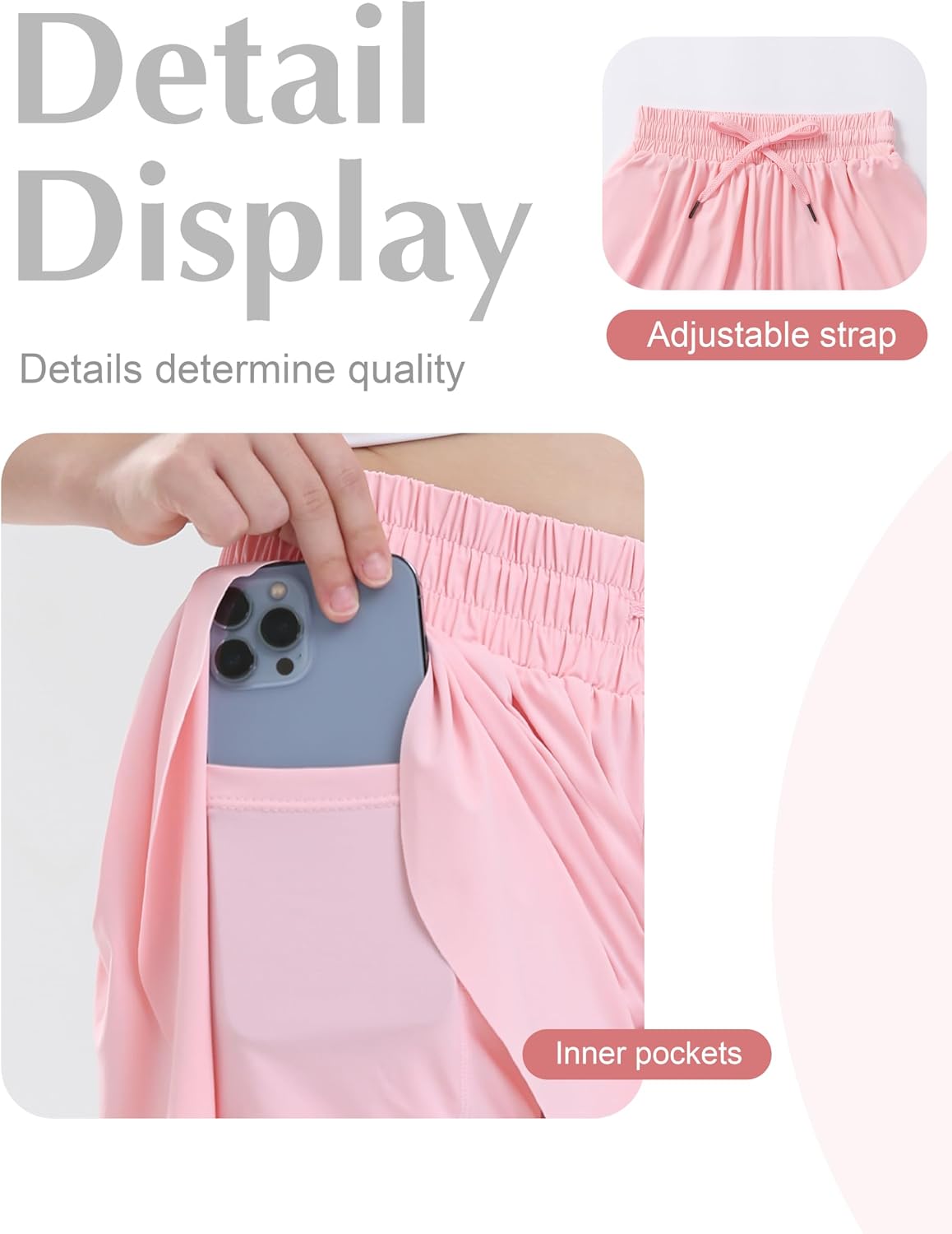 2-3 Pack Girls Flowy Butterfly Shorts with Pockets Liner 2 in 1 Skirt for Fitness, Athletic Running Sports