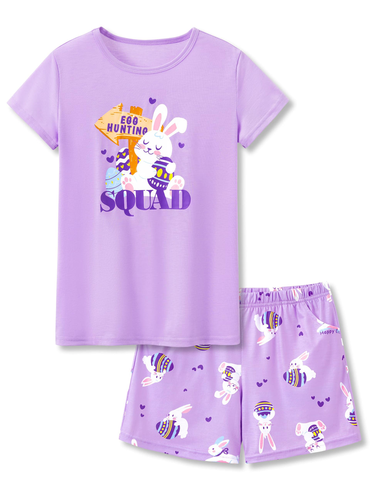Beezizac Girls Pajamas Neon Tie Dye Spiral Capybara Smiling Face Print T-shirt & Shorts 2-Piece Soft PJ Set Size 6-18