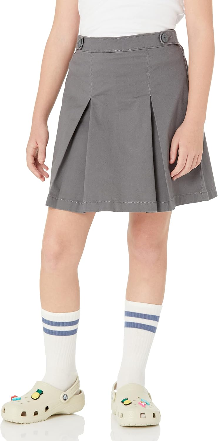 Amazon Essentials Girls' Pleated Uniform Skorts with Built-in Shorts, Pull-on, Stretchy, Multipacks