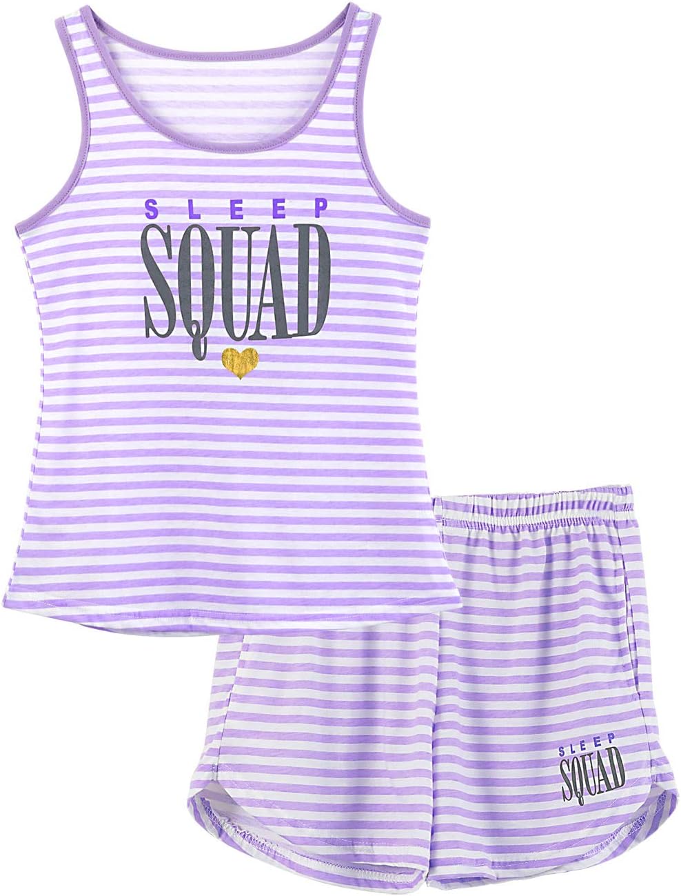 Cozchique Girls Soft Striped Summer Tank Top & Shorts Pajama Set Sizes 6-18