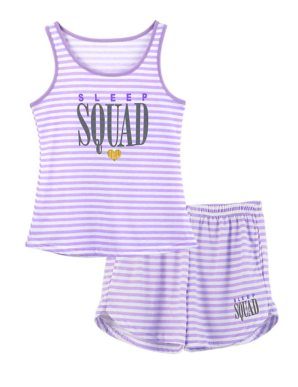 Cozchique Girls Soft Striped Summer Tank Top & Shorts Pajama Set Sizes 6-18