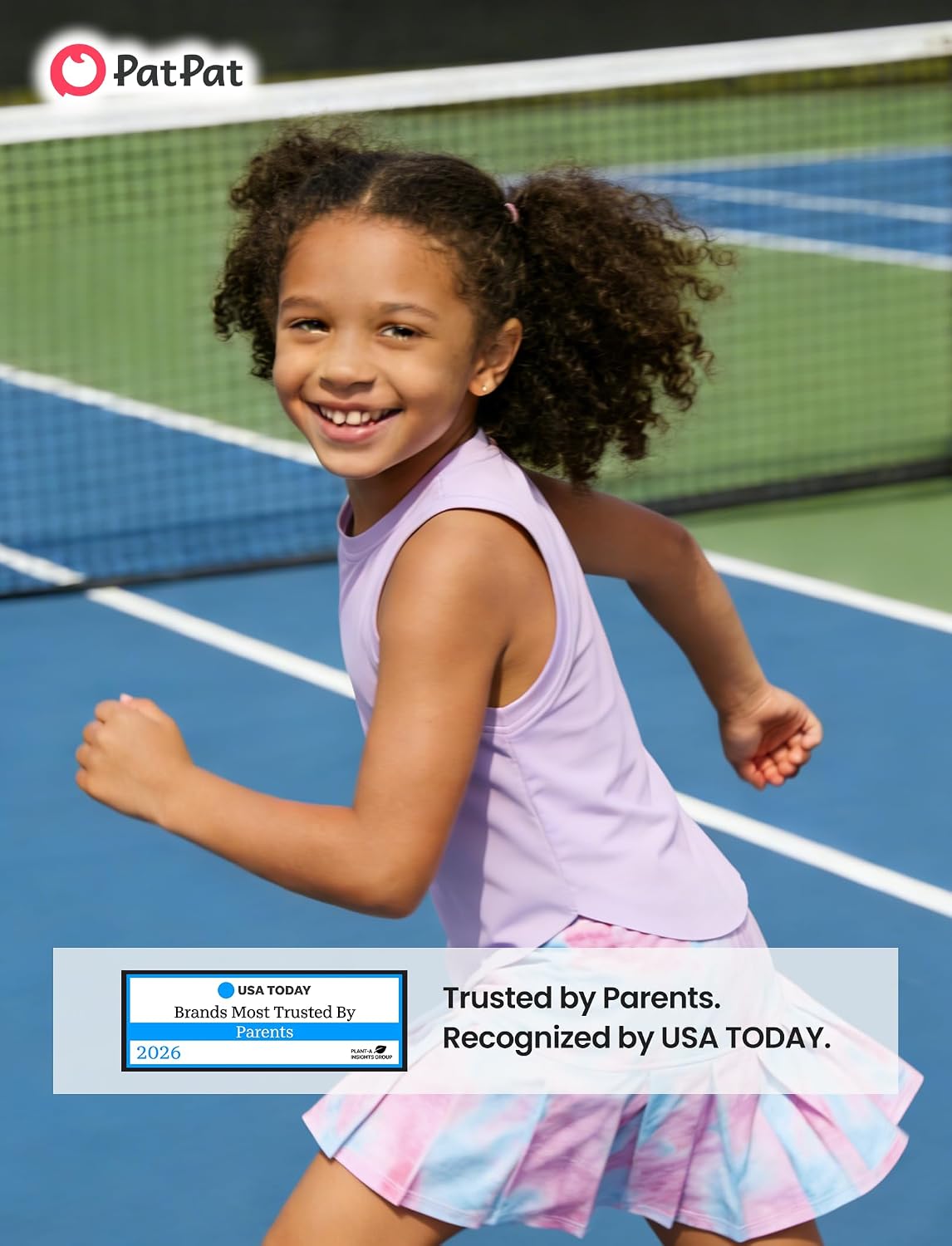 PATPAT Girls Tennis Skirt Sets Tank Top + Pleated Skort Activewear 5-12Y