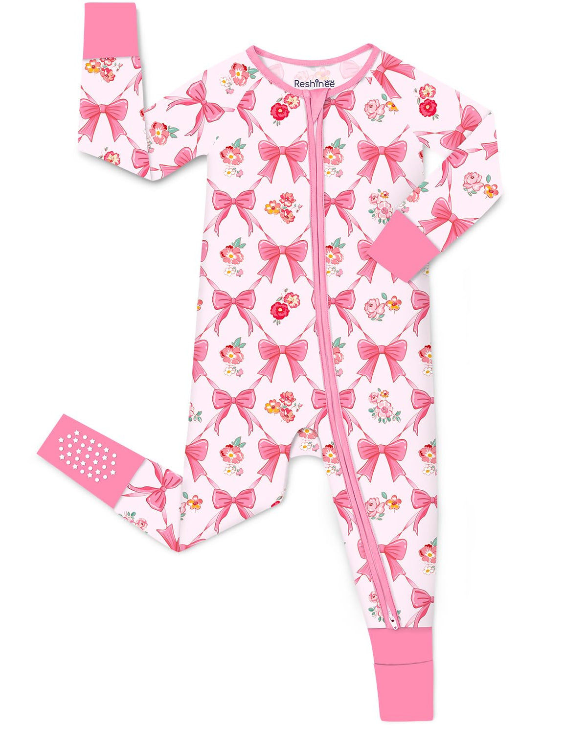 babee Reshinee Viscose derived from bamboo Baby Pajamas Convertible Footie Sleepers for Baby Girl 2-Way Zipper Onesies 0-24M