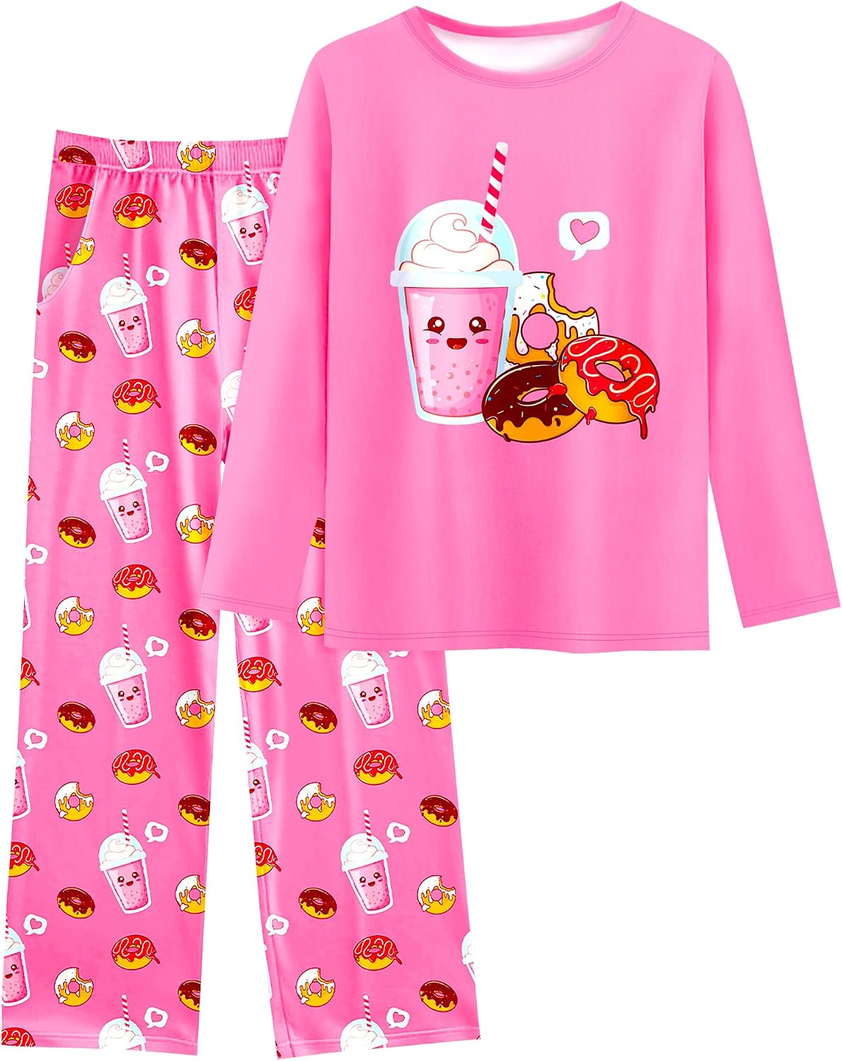 Girls Pajamas Long Sleeve Pants 2PCS Pajama Sets Pjs Sleepwear Lounge for Tween Teen Kids 7-14Y