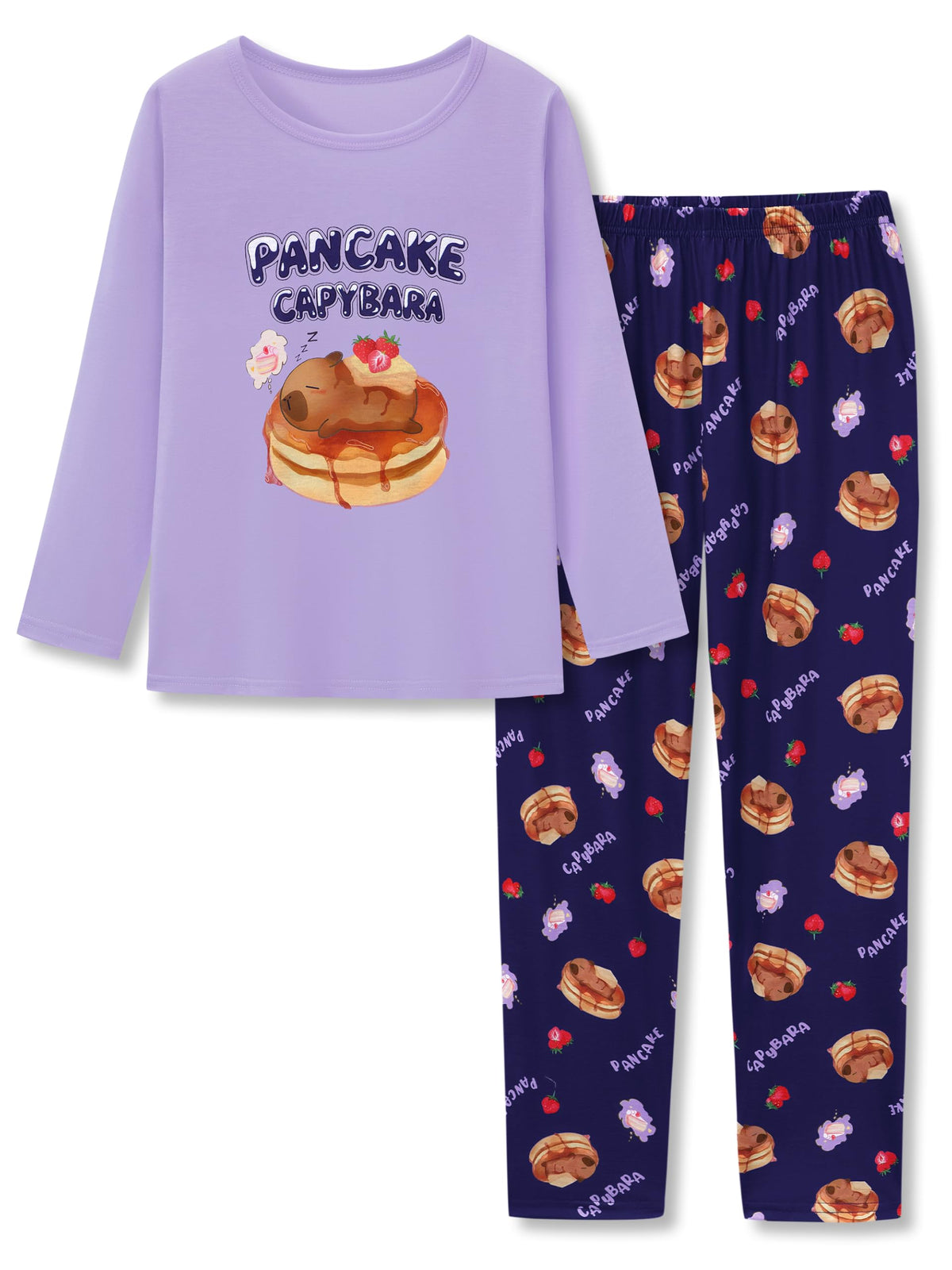 Beezizac Girls Pajamas Cute Print Short/Long Sleeve Pants Set Size 6-18