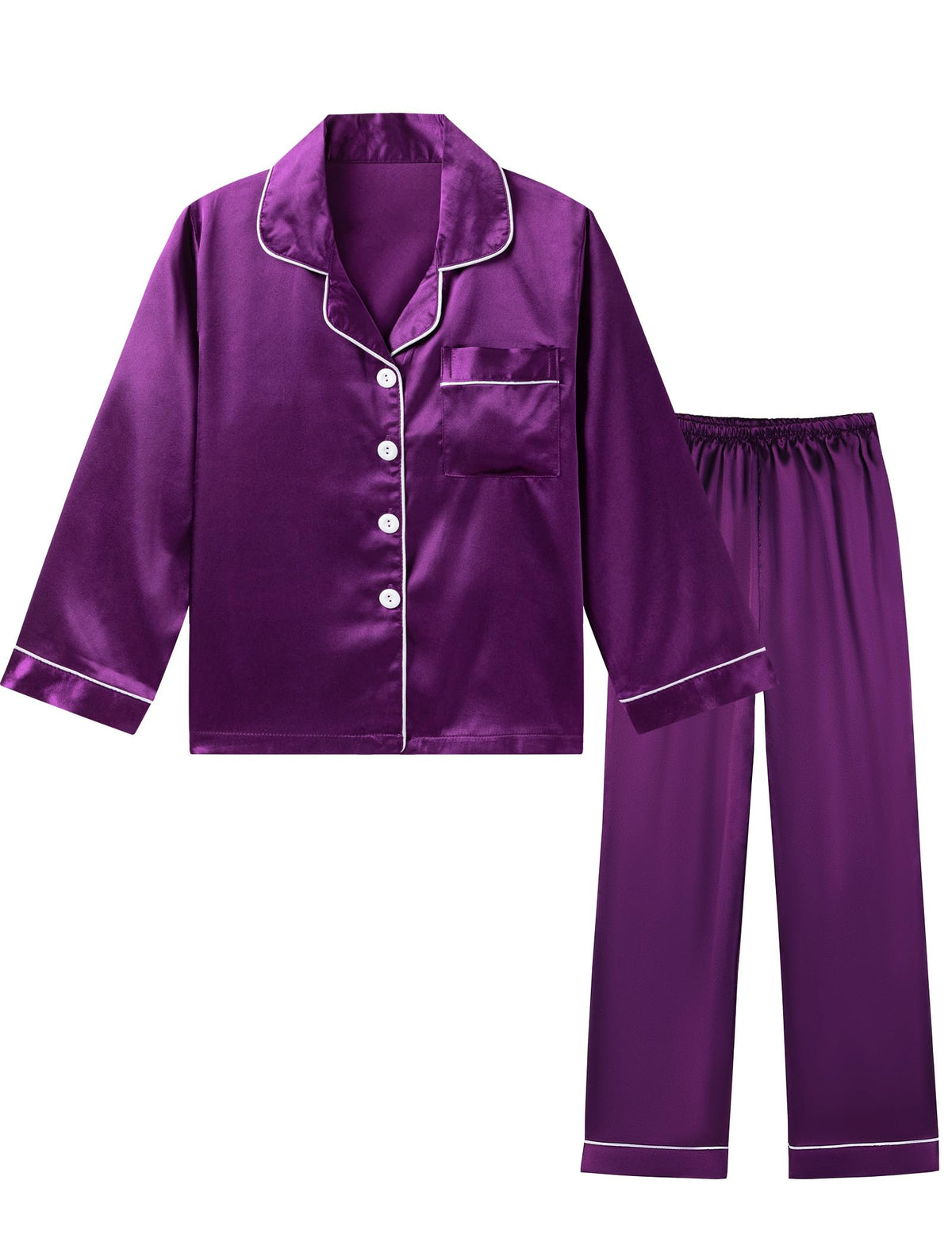 DIPUG Girls Pajamas Pjs Set Satin Long Sleeve Sleepwear for Kids