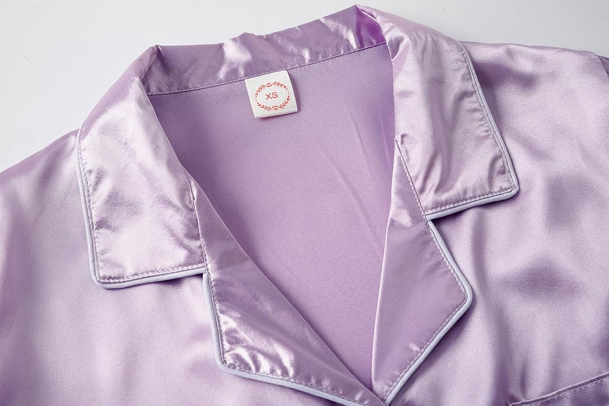 Vopmocld Button Down Satin Pajamas Kids Short Sleeve Long Pant Silky Pyjama