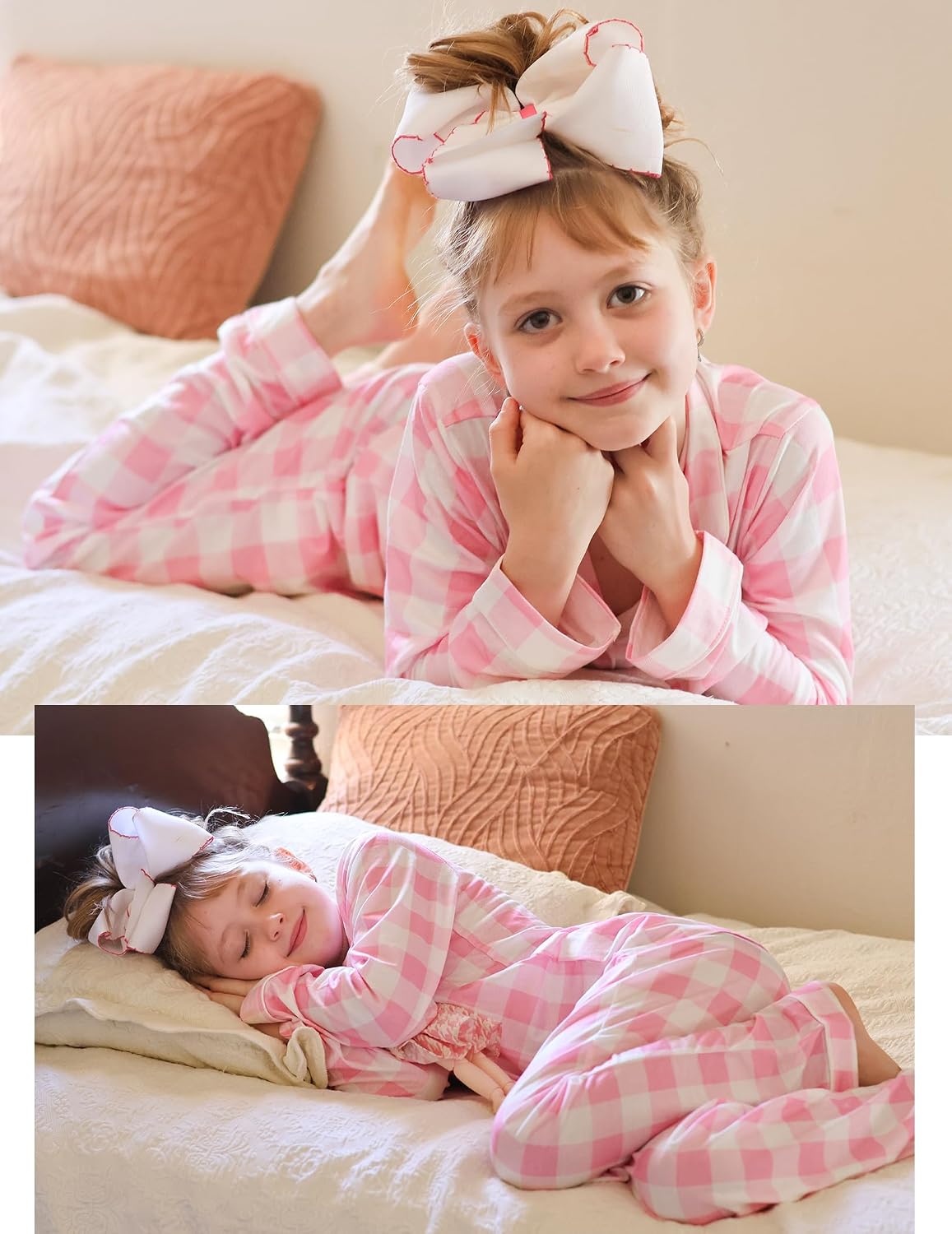 Arshiner Pajamas Set for Girls Long Sleeve Lounge Set Button Down Pj Sets