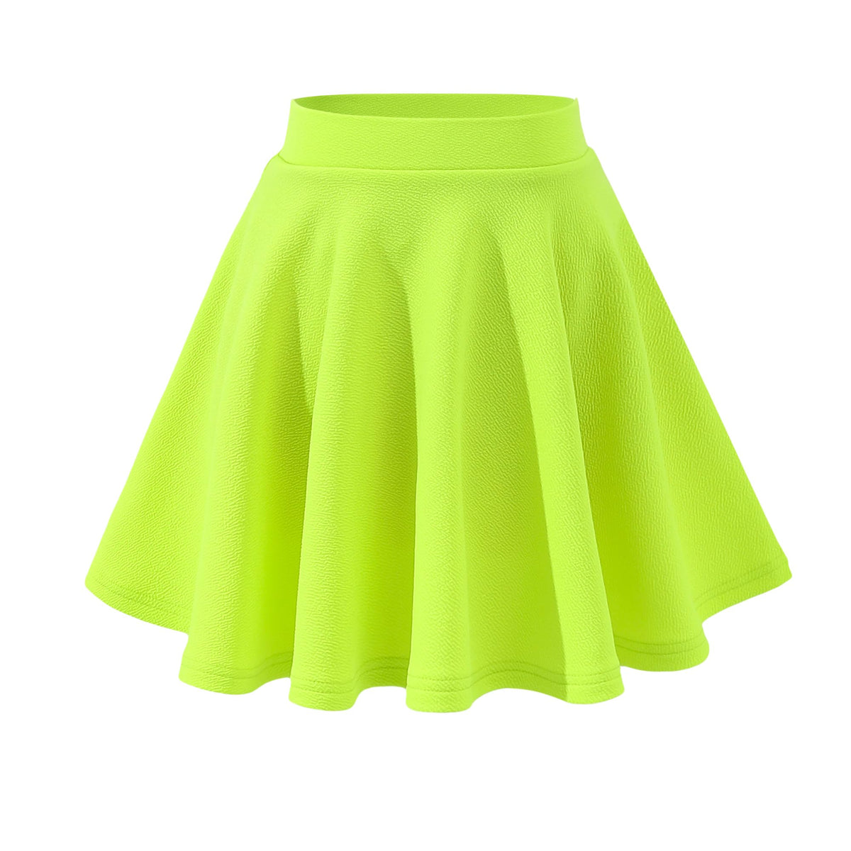 Girls Solid Skater Skirt High Waist Flared A-Line Mini Casual Skirt