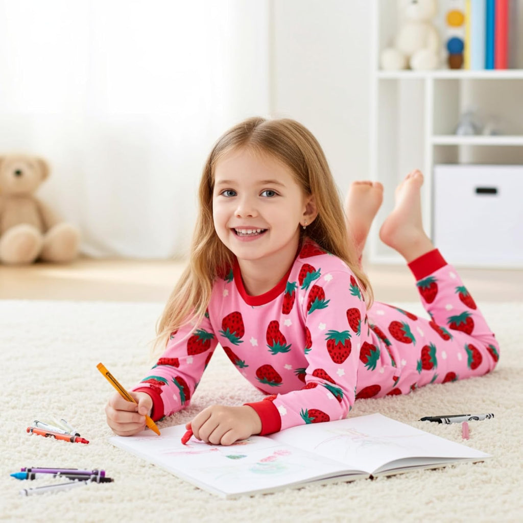 PATPAT Toddler & Kids Pajama Sets with Bamboo Viscose, Snug Fit Pjs for Girls, All-Season Comfort Sleepwear, Ages 2-12 Years