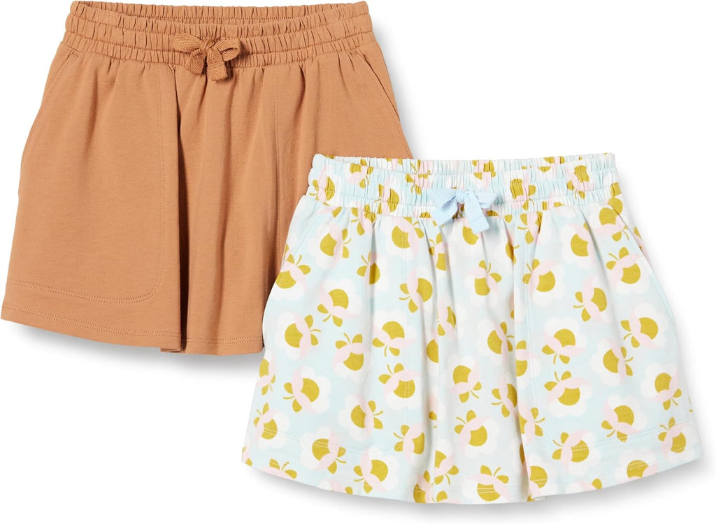 Amazon Essentials Girls' Cotton Stretch Jersey Patch Pocket Skort with Pockets, Pack of 2