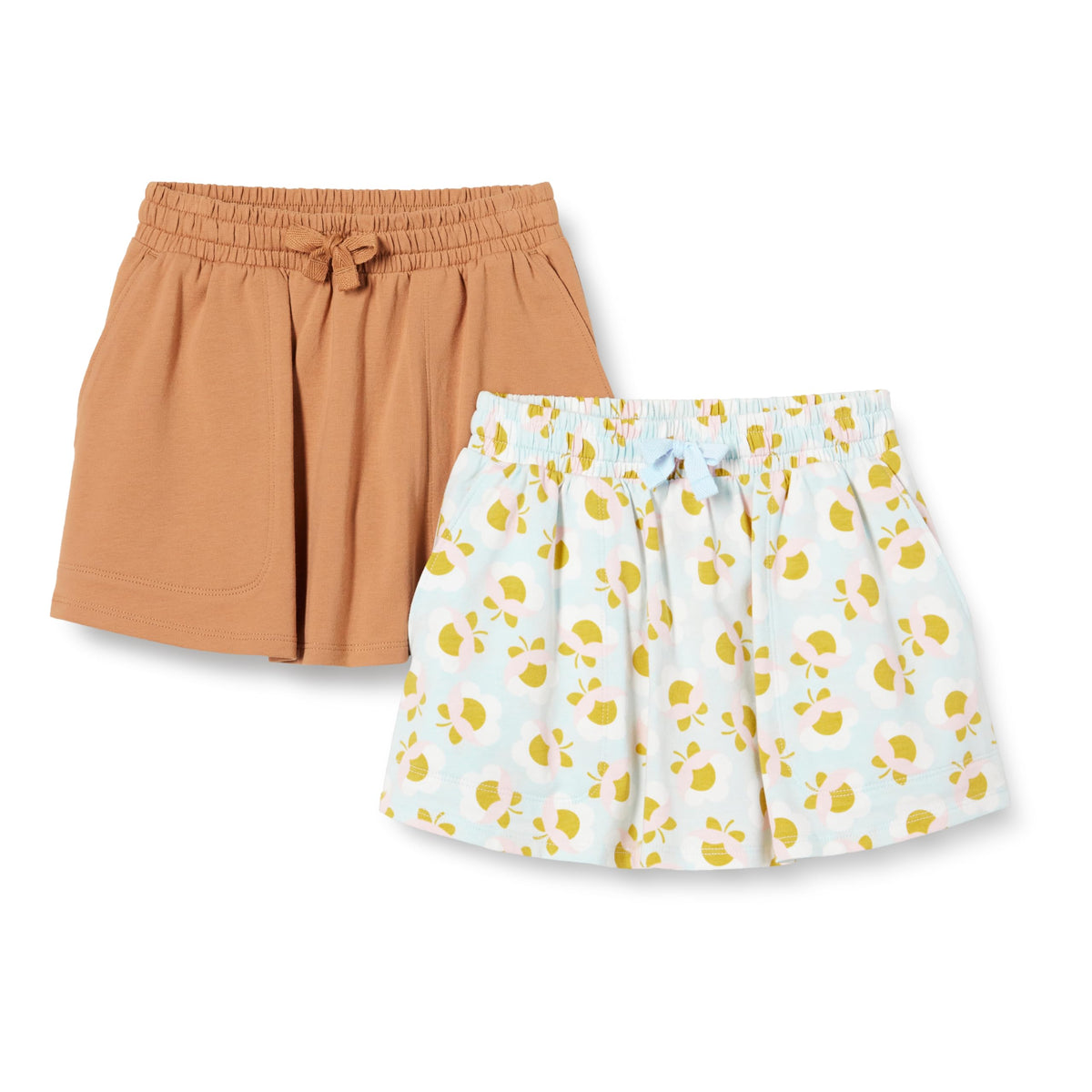 Amazon Essentials Girls' Cotton Stretch Jersey Patch Pocket Skort with Pockets, Pack of 2