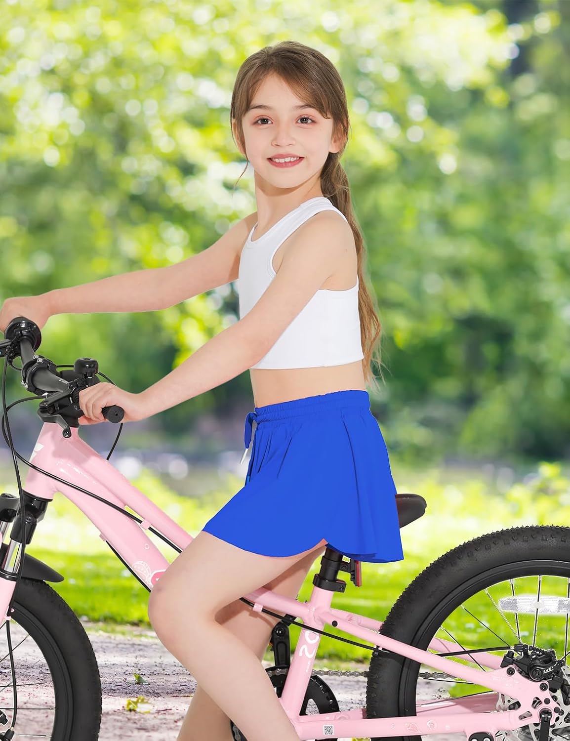 Butterfly Shorts Girls 2 in 1 Flowy Shorts with Pocket Athletic Skorts for Girls Running Tennis Skirts 2-14Y