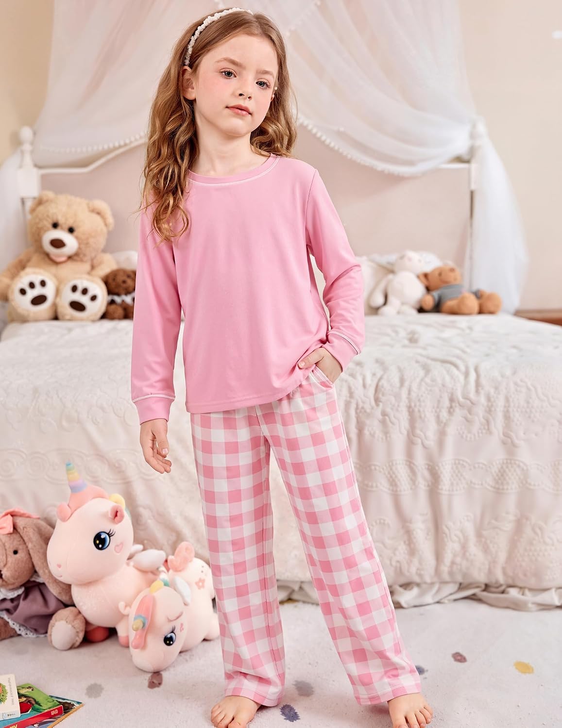 Arshiner Girls Pajamas Set 2 Piece Long Sleeve Sleepwear Cozy Pj Loungewear