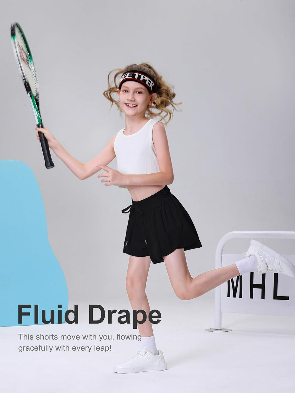 DIPUG Girls Butterfly Shorts with Pocket 2-in-1 Flowy Athletic Cheer Skorts