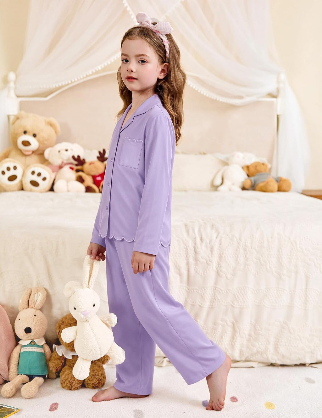 Arshiner Girls Pajamas Long Sleeve Sleepwear Cute Printed Button Down Pjs