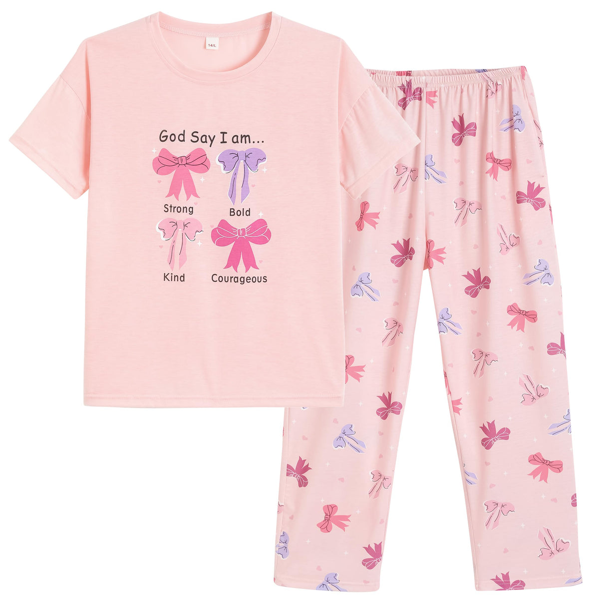 Vopmocld Big Girls' Short Sleeve Long Pant Pajama Sets 2PCS Teens Sleepwear