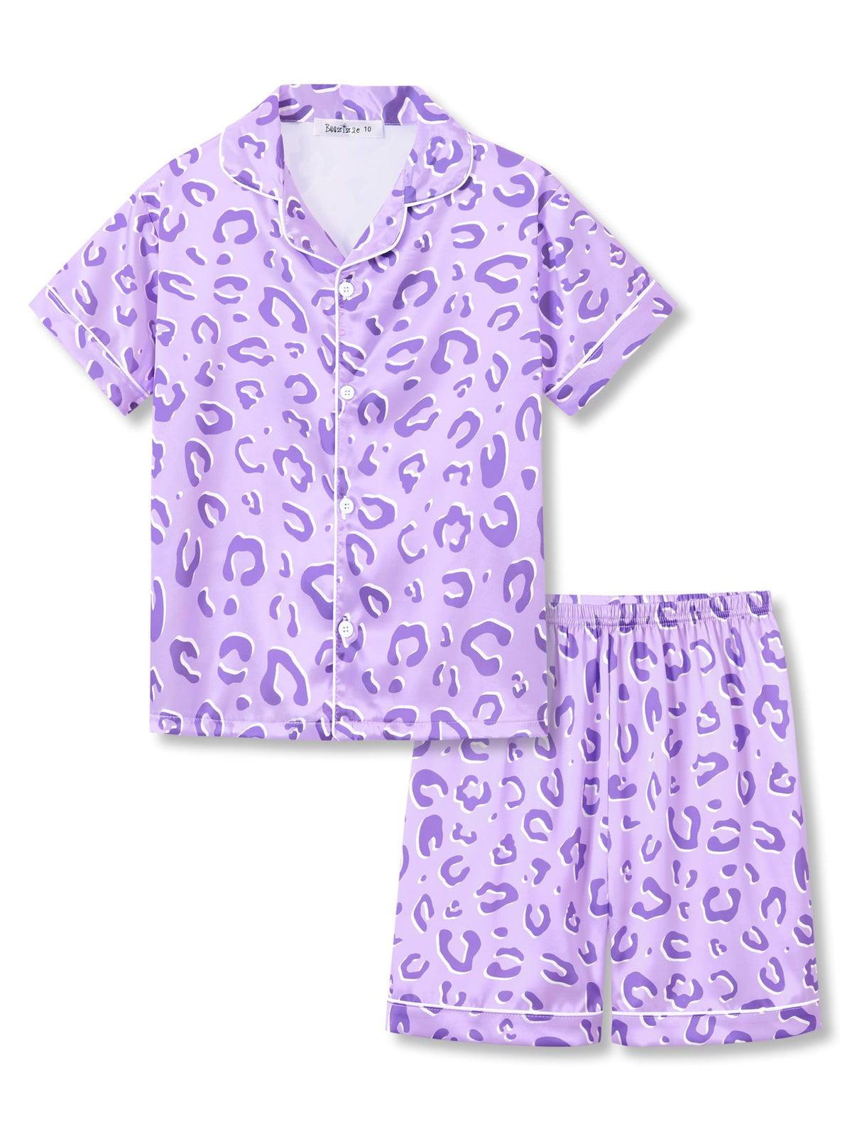 Beezizac Girls Pajamas Satin Silky Coat Style Short Sleeve Set Size 6-16
