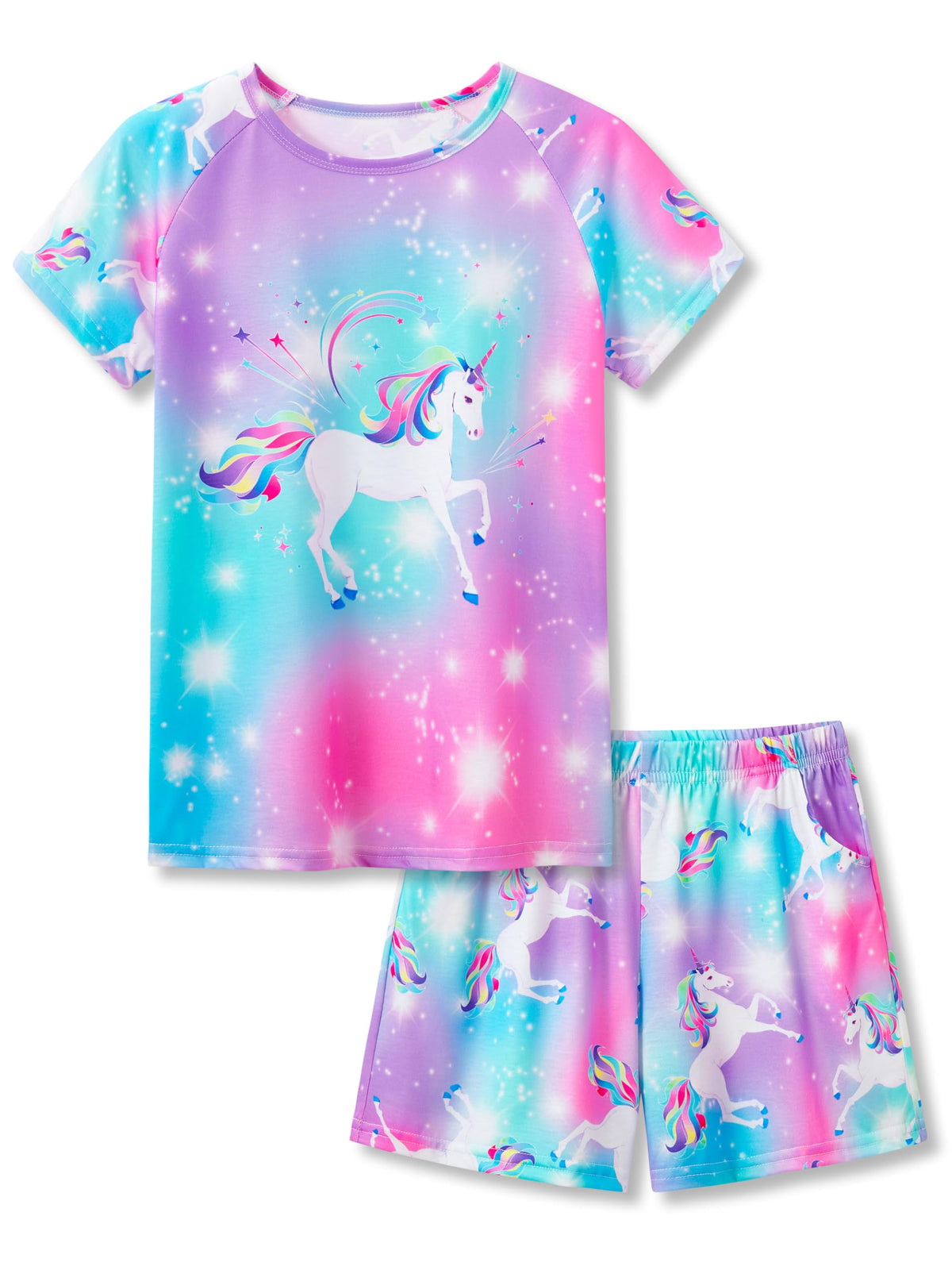 Topgal Girls Summer Pajama Set Cute Prints Short Sleeves Shorts Size 6-18