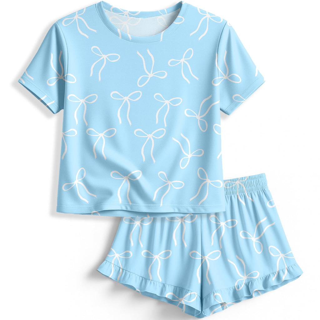 Petite&Me Soft Girls Pajamas with Ruffle Shorts, Cute Girls PJs Size 6-14