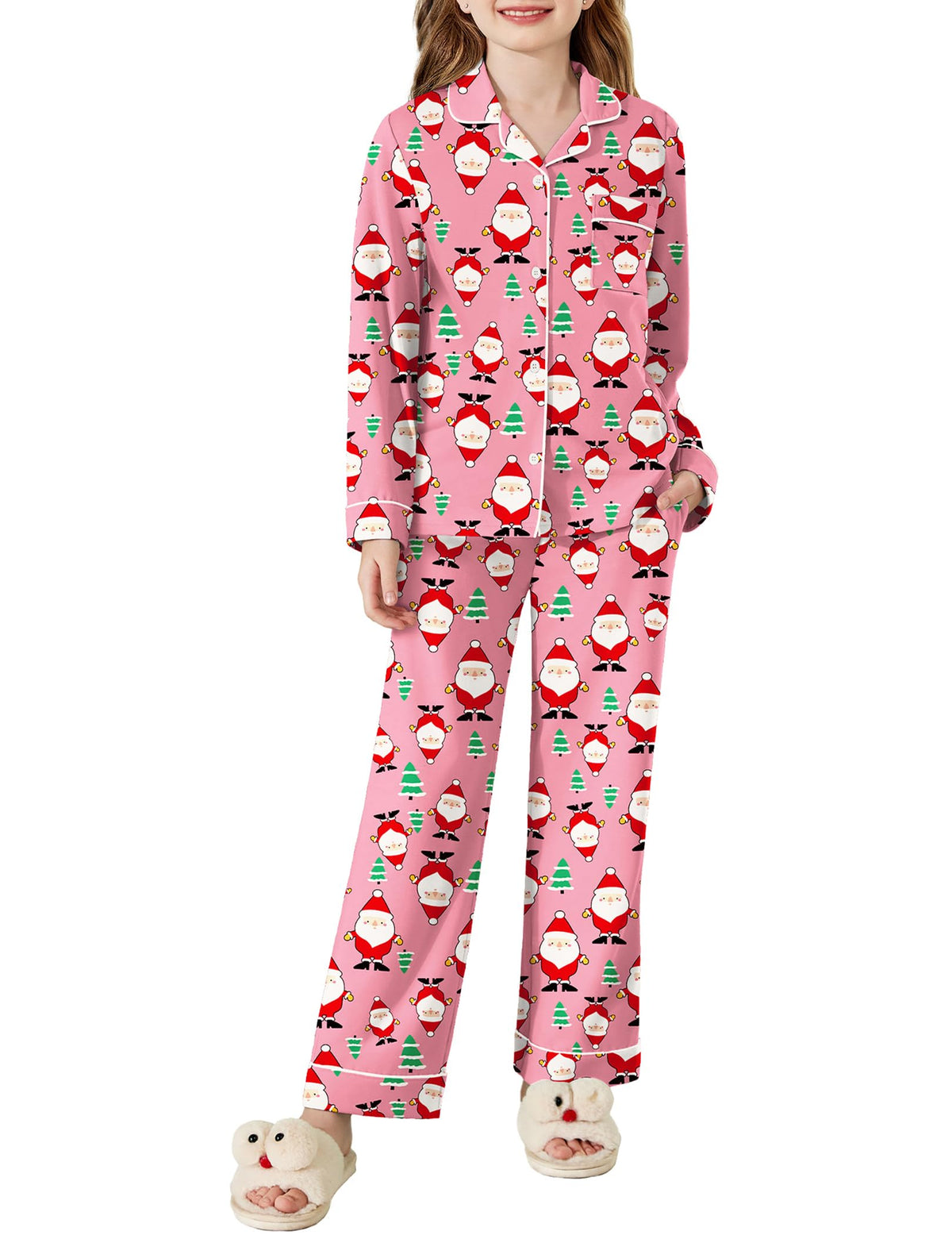 Arshiner Pajamas Set for Girls Long Sleeve Lounge Set Button Down Pj Sets