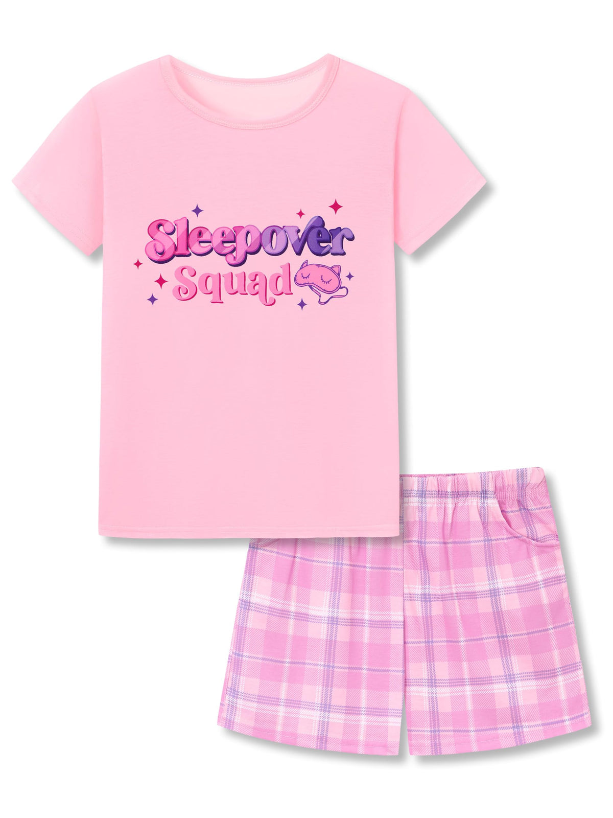 Beezizac Girls Pajamas Short Sleeve Top and Pocket Shorts Sizes 6-18