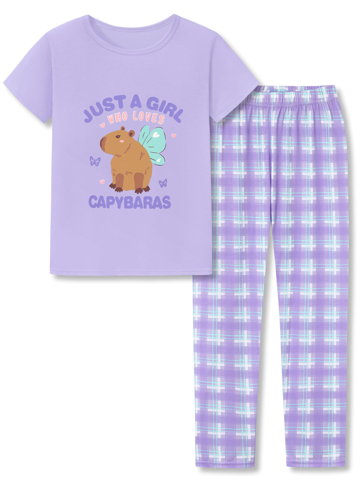 Beezizac Girls Pajamas Cute Print Short/Long Sleeve Pants Set Size 6-18