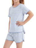 Yoofoss Girls Pajamas Organic Cotton Loose Fit Kids Pjs 2 Piece Sleepwear Short Sleeves & Short Pants Girls Clothes