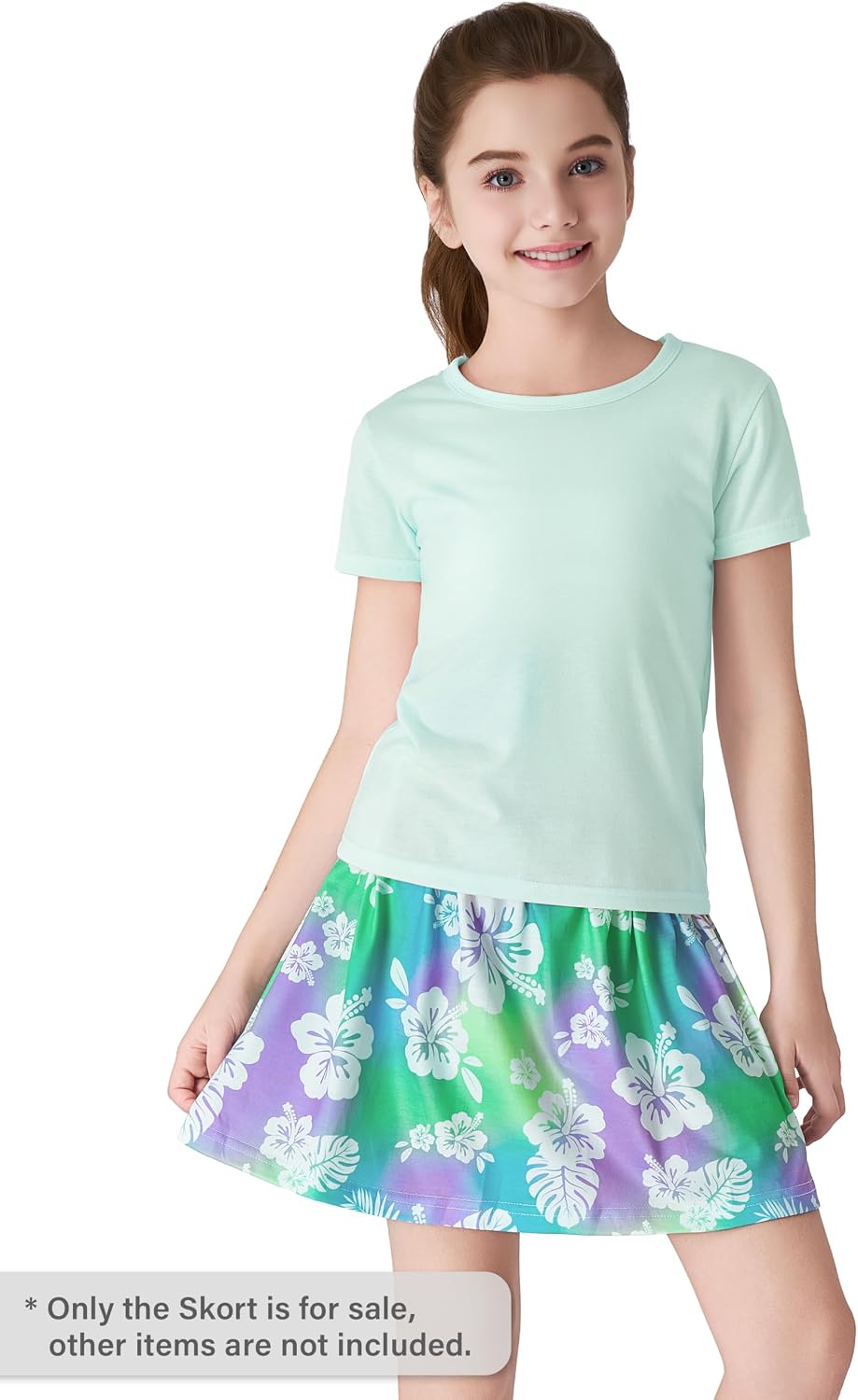 Girls Trendy Skirt-Skort Vibrant Print Built-in Shorts Size 6-16