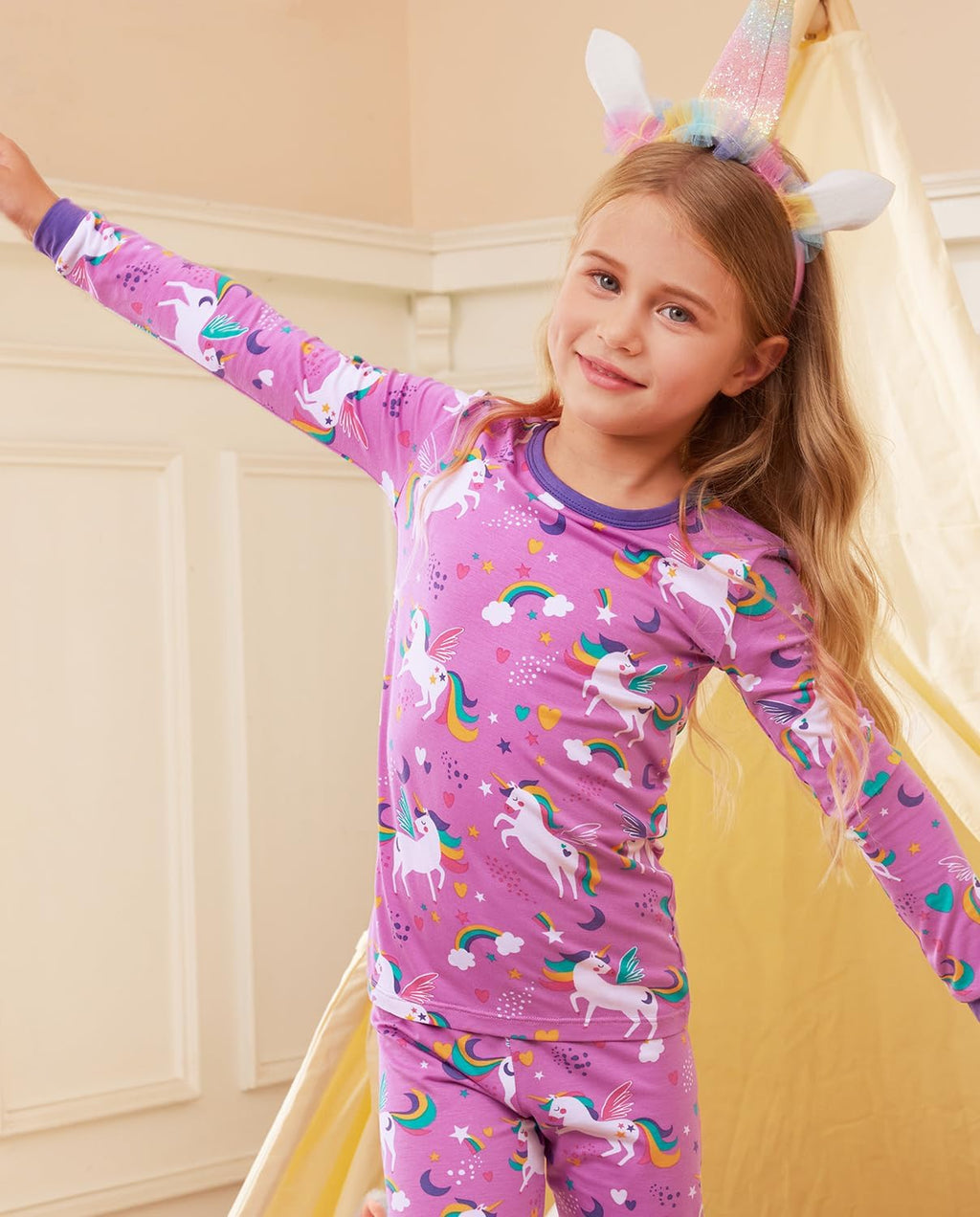 babee Reshinee Bamboo Viscose Toddler Girls Kids Pajamas Unicorn Mermaid Pjs Long Sleeve Snug fit 12M-8Y 2pcs Soft Jammies