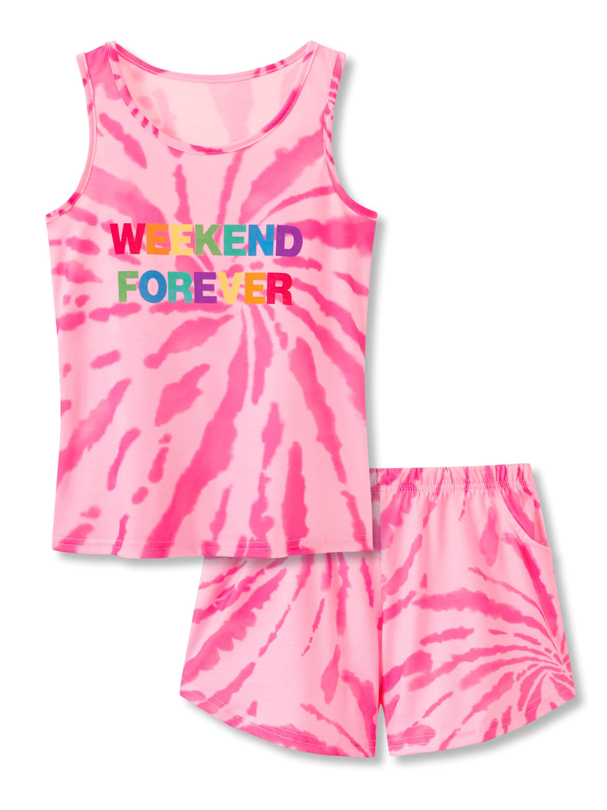 Topgal Little & Big Girls Pajamas Set, Tie-Dye Tank & Shorts, Size 6-18