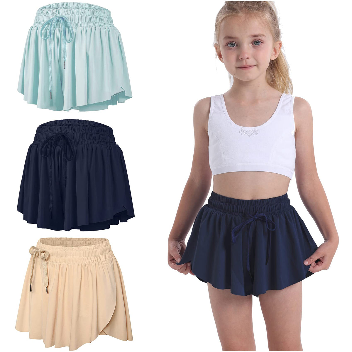 3 Pack Butterfly Flowy Shorts Skirts for Girls Tennis Cheer Stuff Athletic Preppy Running Sports Skirt for Teen Girls