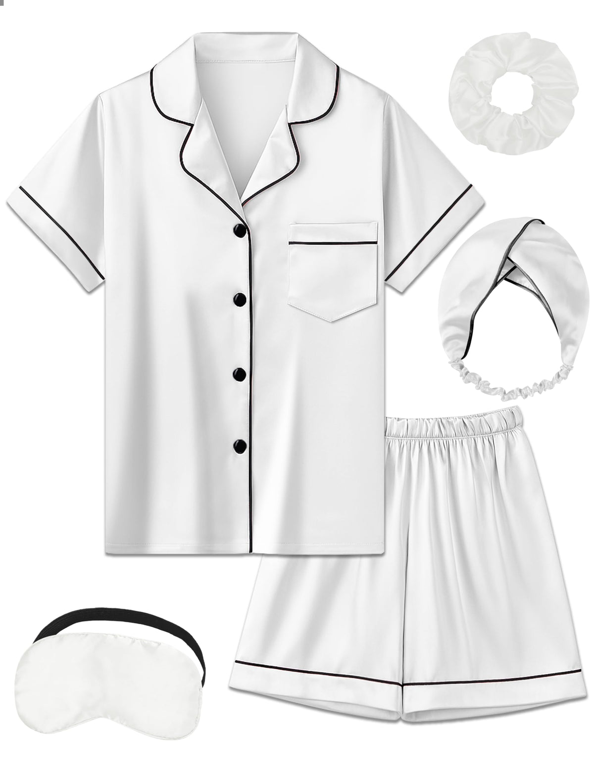Kids Silk Pajamas Girls Satin Pajama Set Button Down Pjs Set 5-12Y