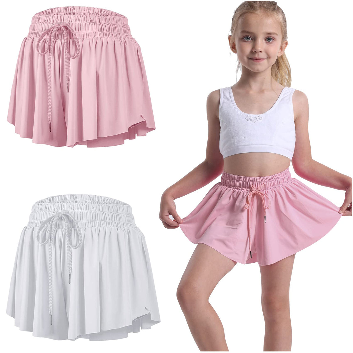3 Pack Butterfly Flowy Shorts Skirts for Girls Tennis Cheer Stuff Athletic Preppy Running Sports Skirt for Teen Girls