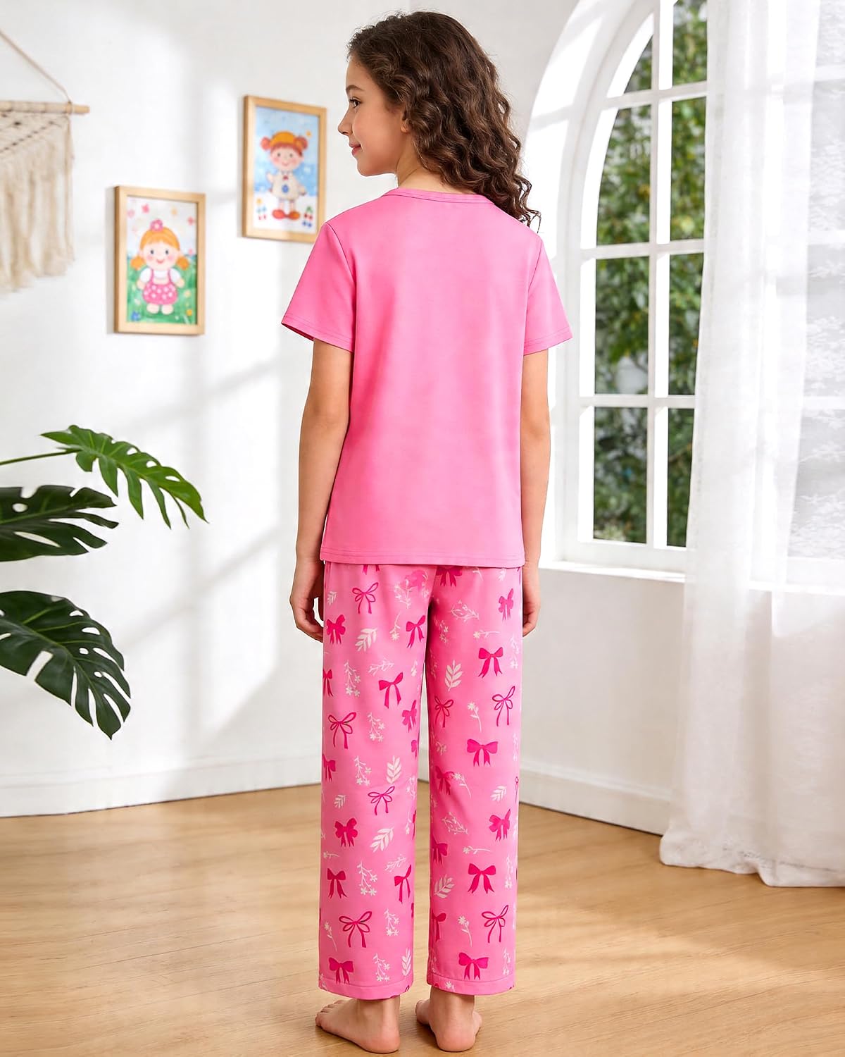 Girls Pajamas Short Sleeve Pants Pjs for Big Girls Sleepwear Kids Clothes Sets Cute Soft Loungewear Size 7-14