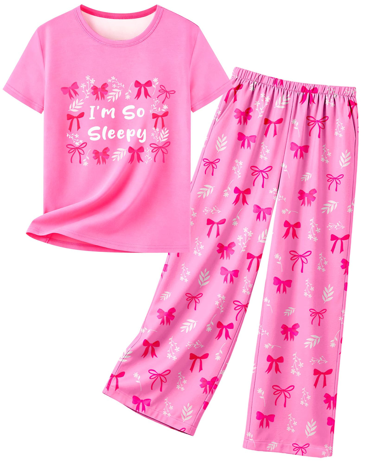Girls Pajamas Short Sleeve Pants Pjs for Big Girls Sleepwear Kids Clothes Sets Cute Soft Loungewear Size 7-14