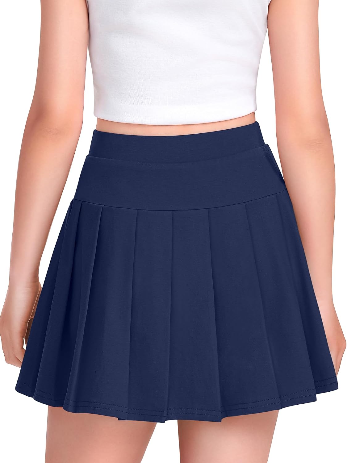 Girls Uniform Skirts with Built-in Shorts & Pockets