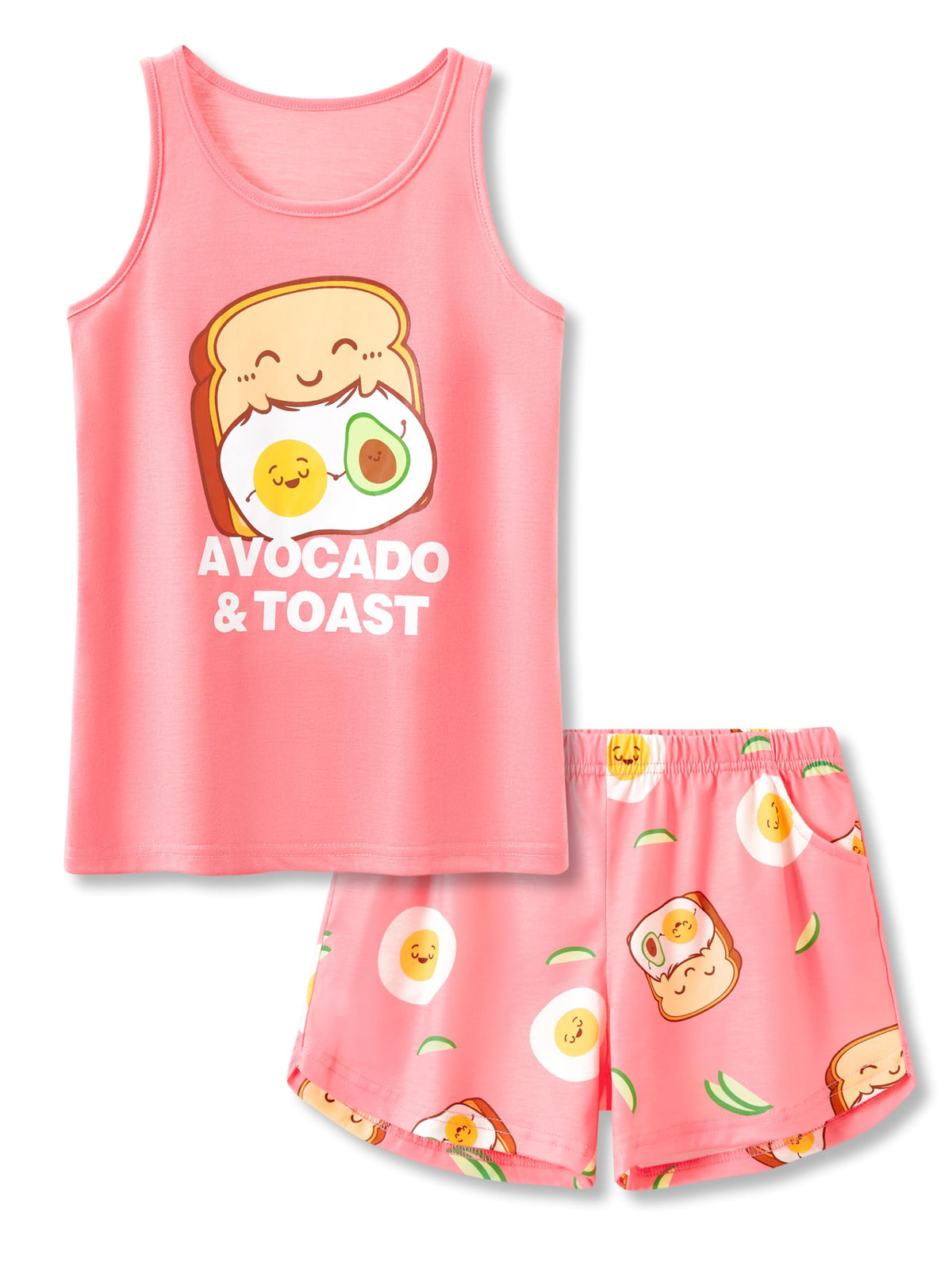 Beezizac Girls Pajamas Neon Tie Dye Spiral Capybara Smiling Face Print T-shirt & Shorts 2-Piece Soft PJ Set Size 6-18